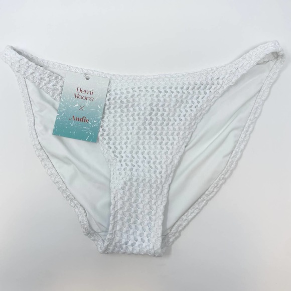 Andie X Demi Moore The Tropez Bikini Bottom In White Crochet Size Small New - Picture 2 of 10